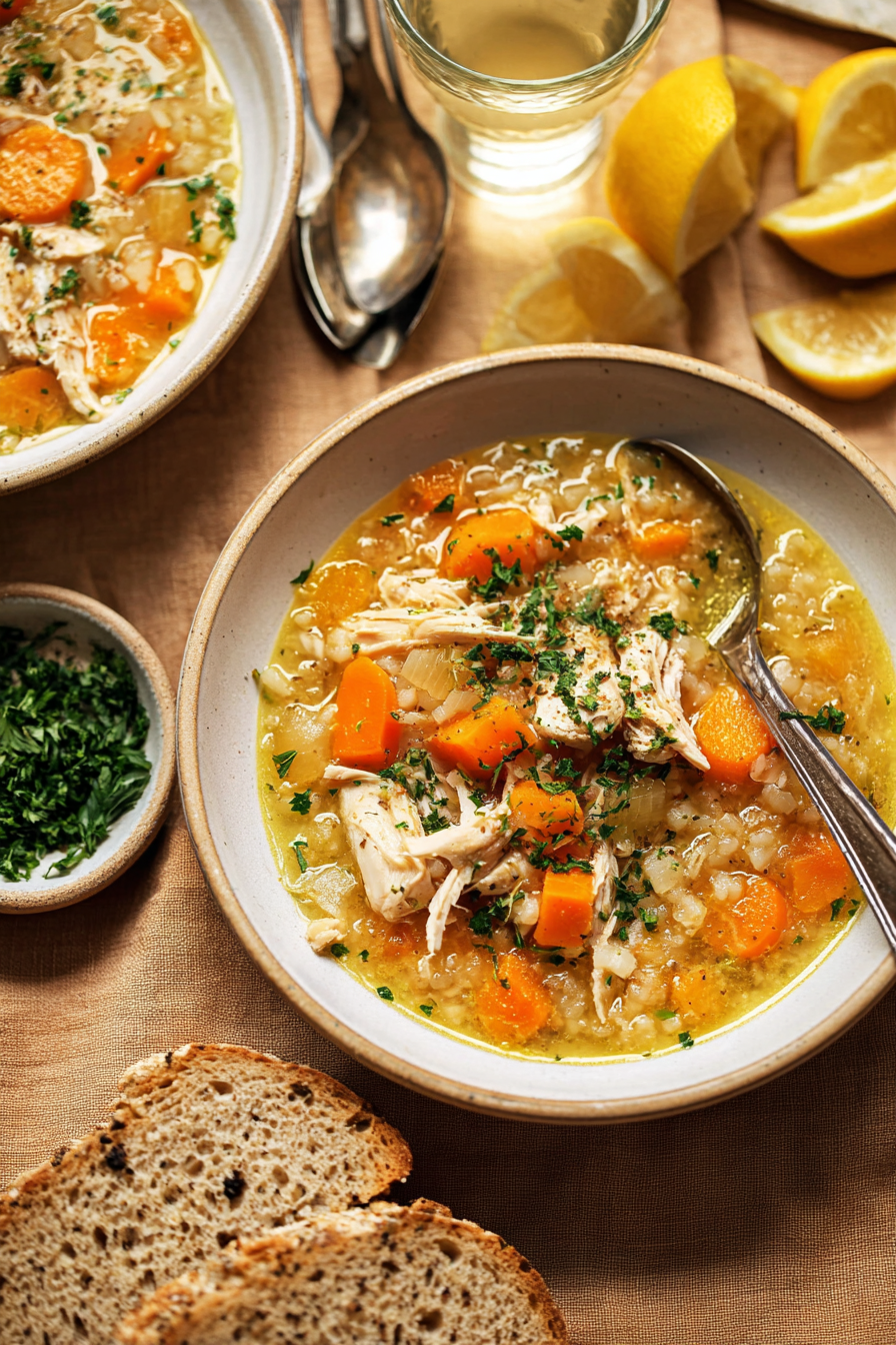 Feel Good Slow Cooker Lemon Chicken Soup