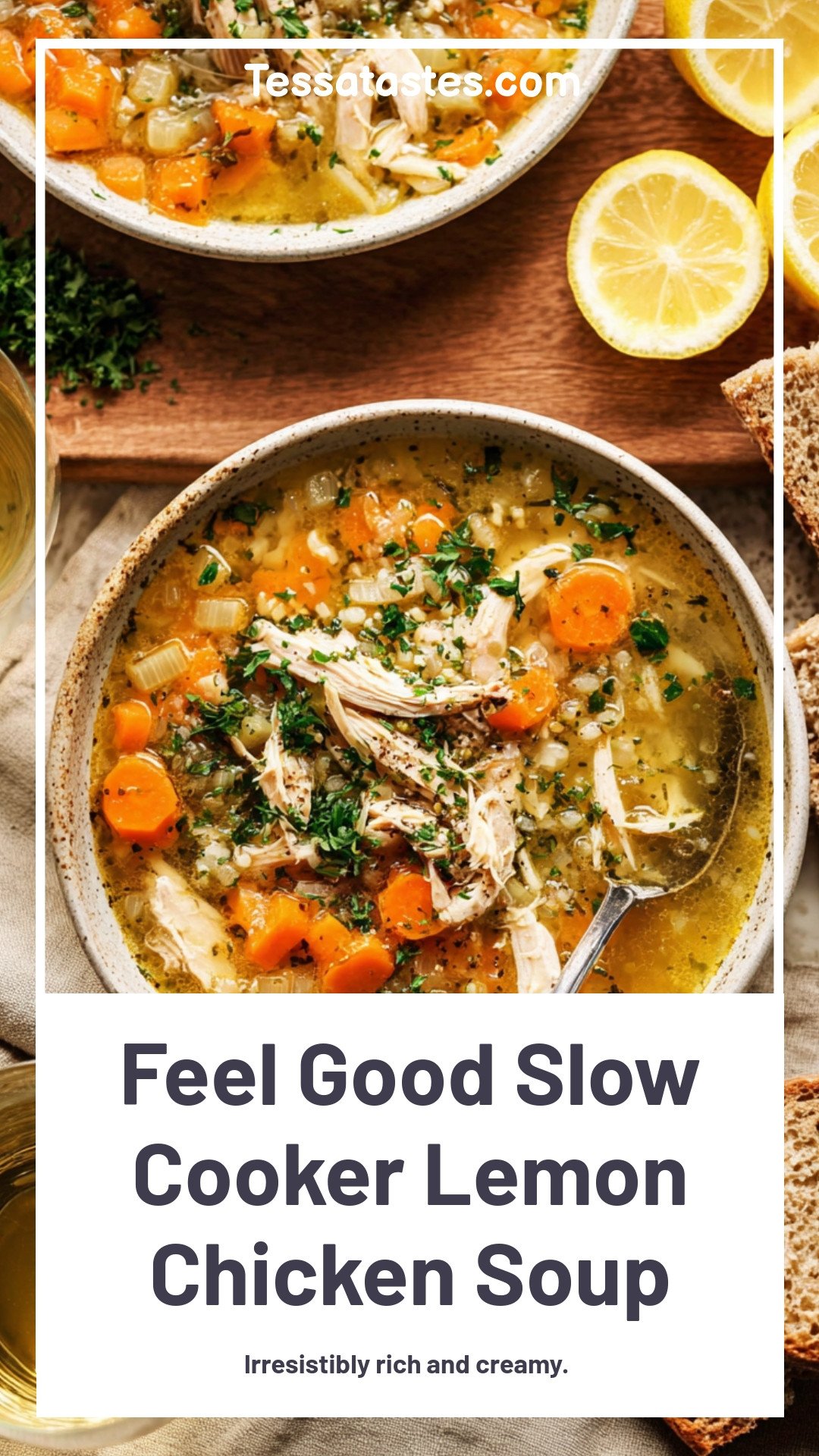 Feel Good Slow Cooker Lemon Chicken Soup