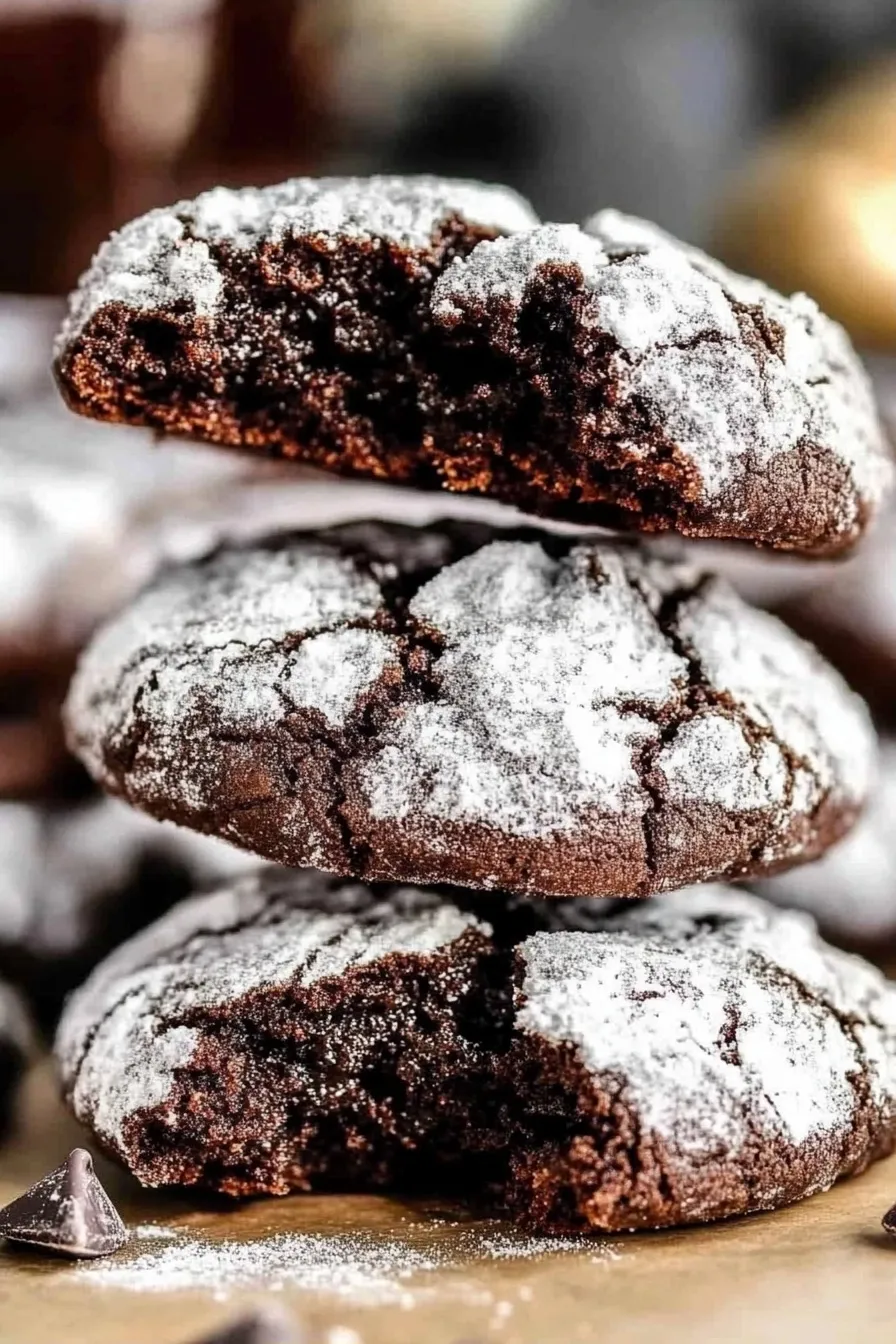 Fudgy Chocolate Crinkle Cookies
