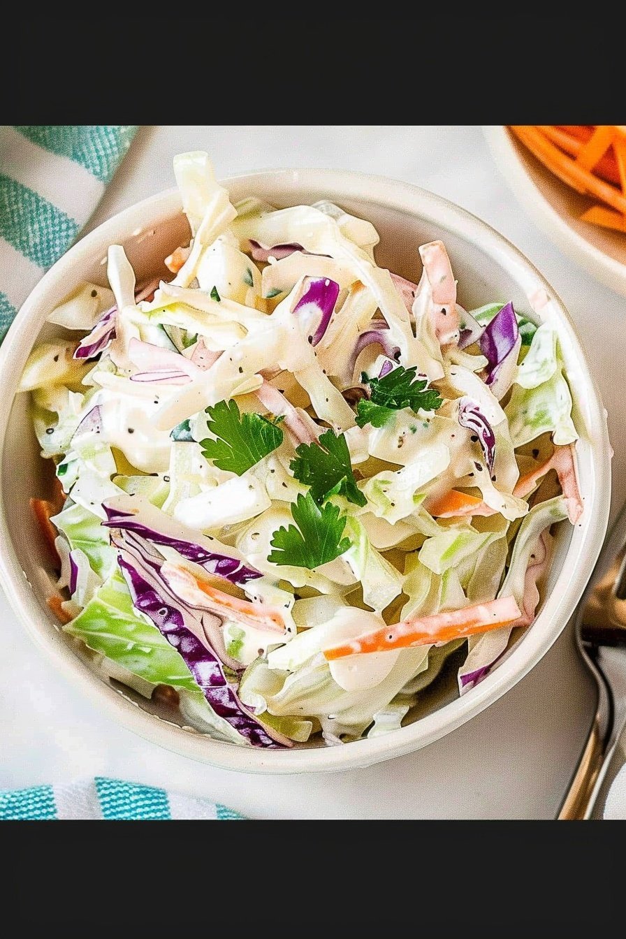 Creamy Cabbage Salad: Cool, crisp, and creamy.