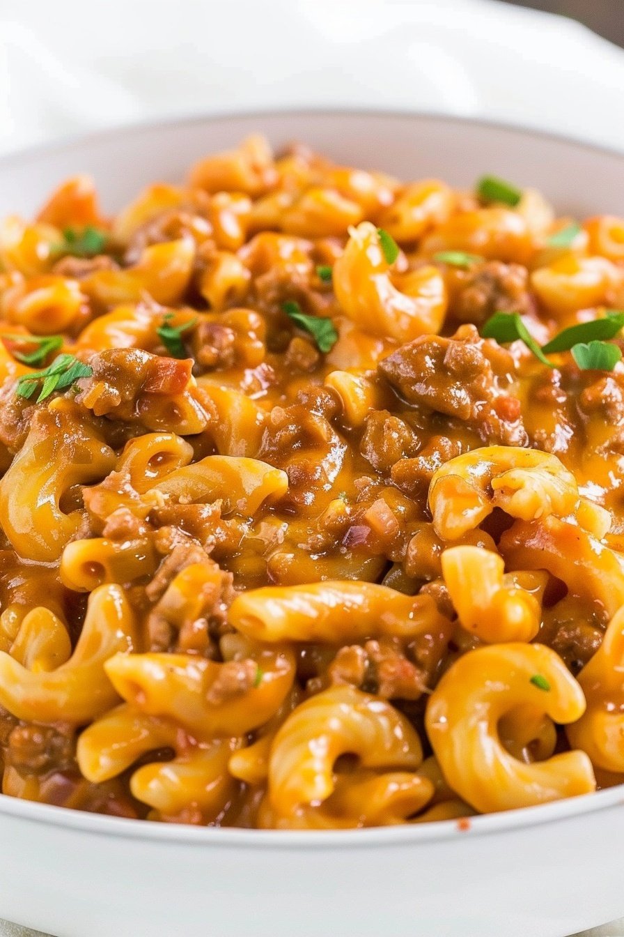 Skillet Cheeseburger Pasta: Cheesy, beefy, irresistible comfort.