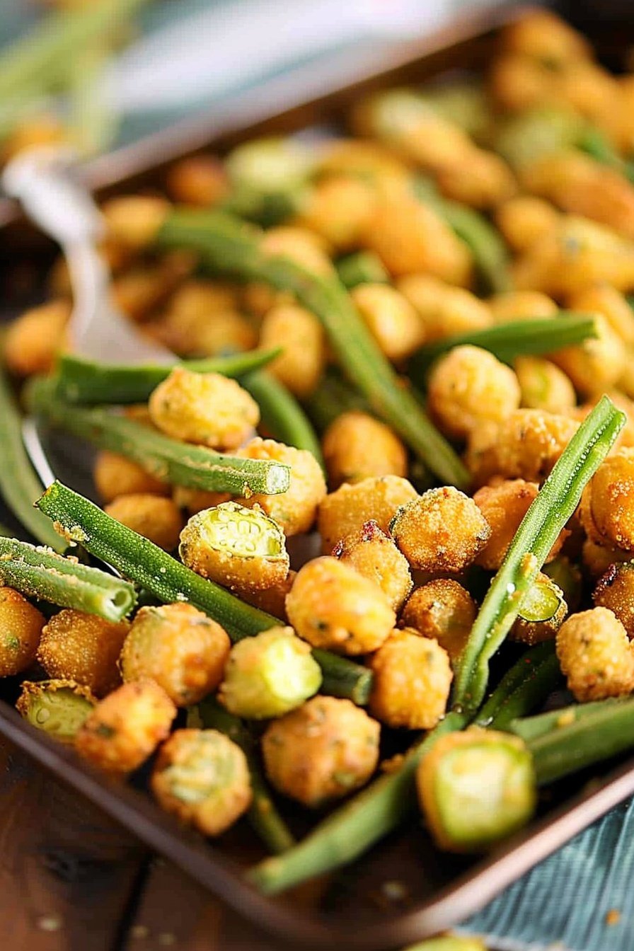 Golden Crunchy Pan-Fried Okra: A crispy, savory delight.