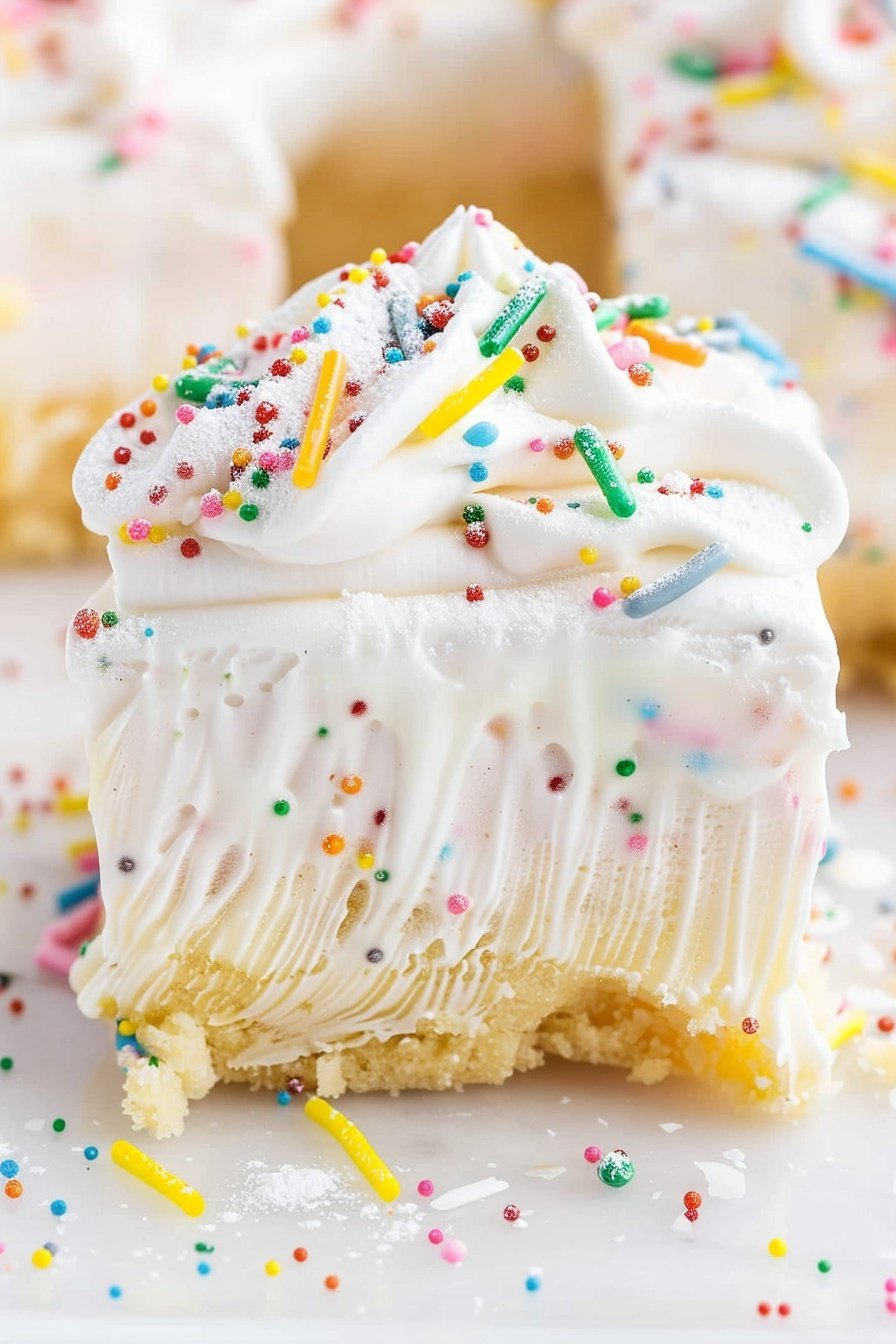 Frosted Celebration Treat: A slice of pure bliss.