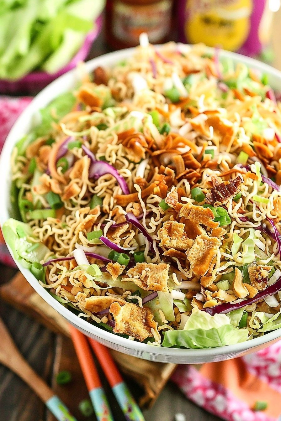 Crunchy Ramen Salad: A symphony of savory crunch.
