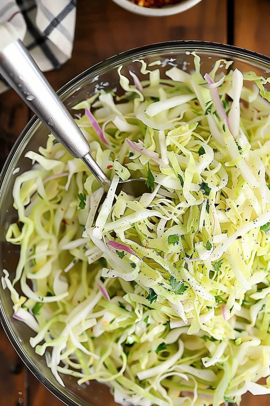 Tangy Cabbage Salad: A zesty crunch awaits.