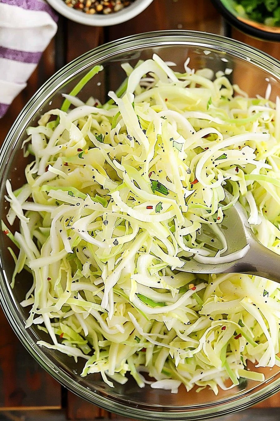 Tangy Cabbage Salad: A zesty crunch awaits.
