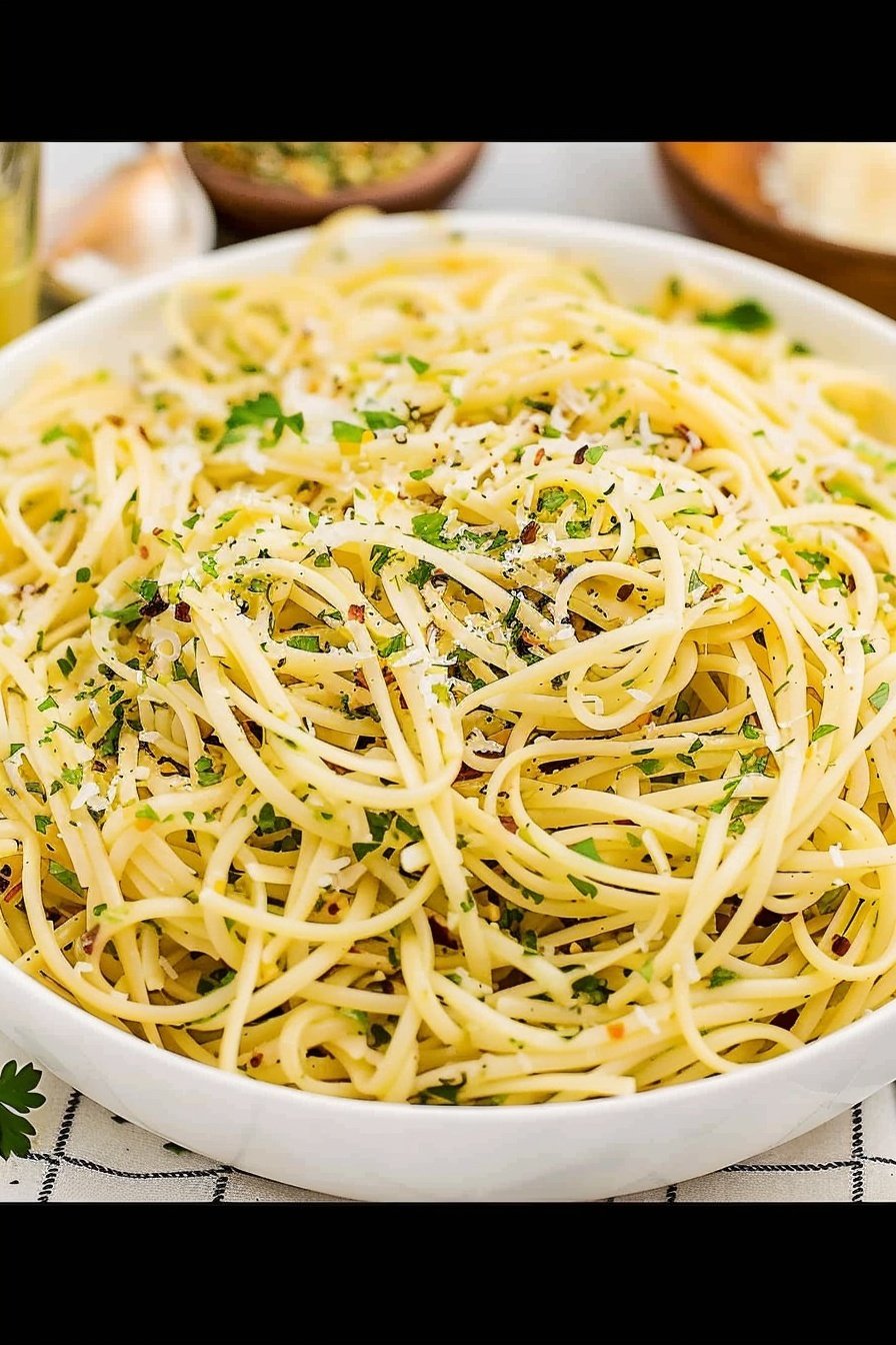 Golden Garlic Pasta: Aromatic, buttery garlic bliss.