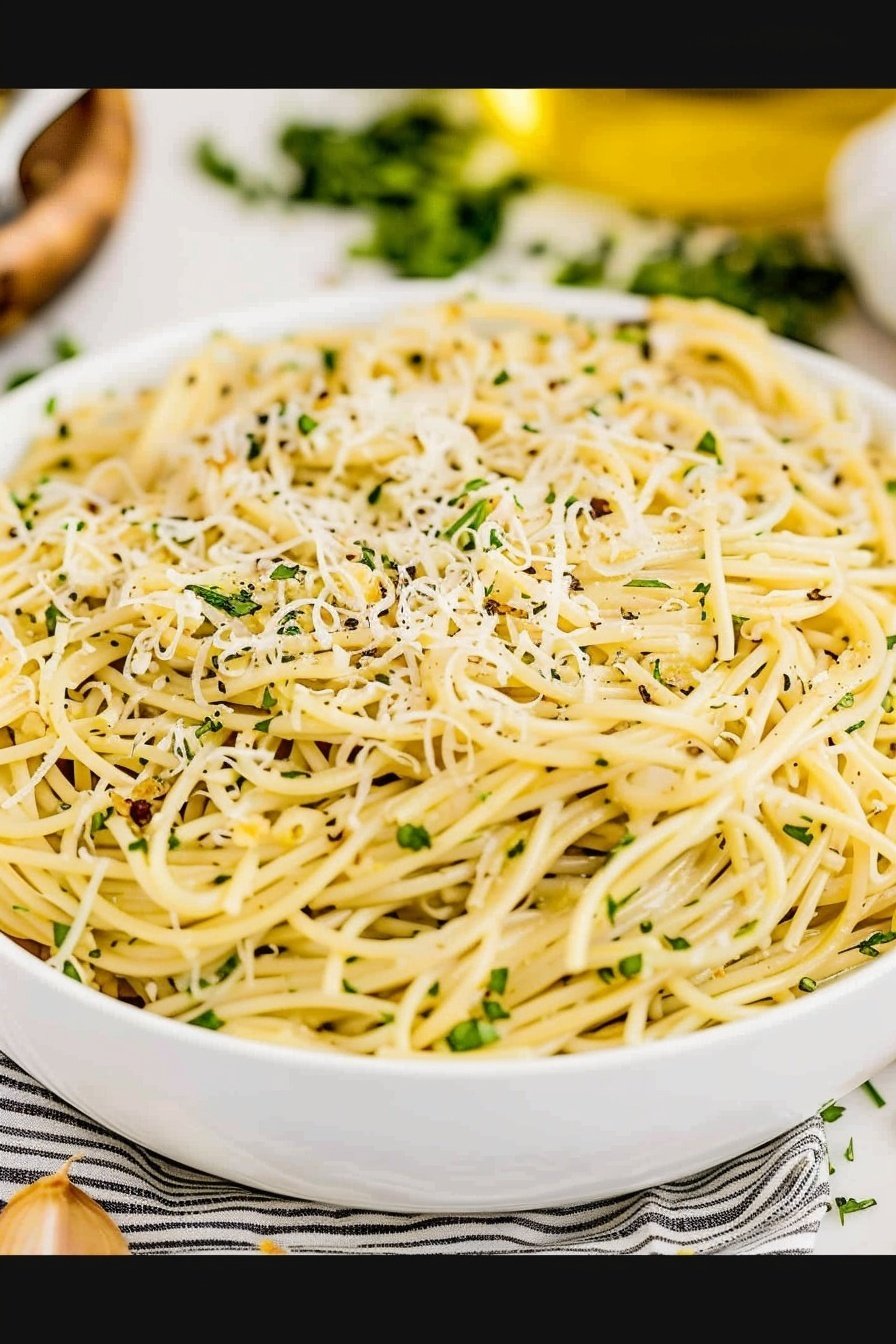 Golden Garlic Pasta: Aromatic, buttery garlic bliss.