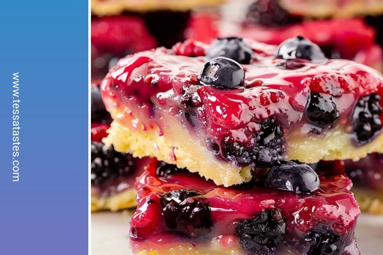 Summer Berry Squares: Bursting with berry bliss.: Bursting with berry bliss.