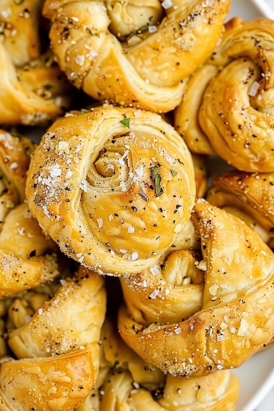 Garlic Crescent Twists: Buttery, garlicky spirals.