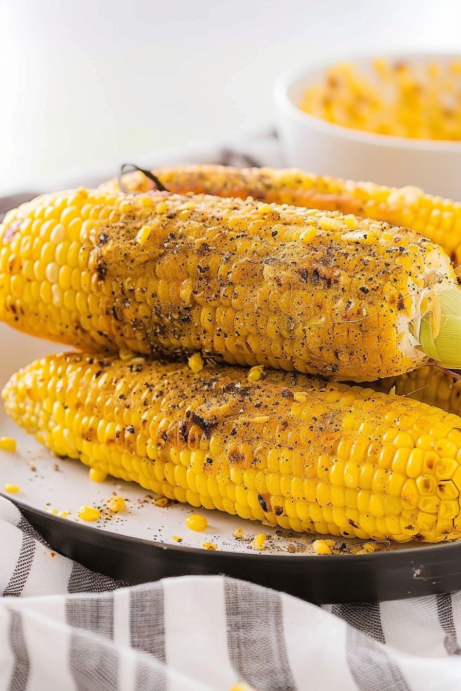 Sizzling Grilled Corn: Charred, buttery, smoky bliss.