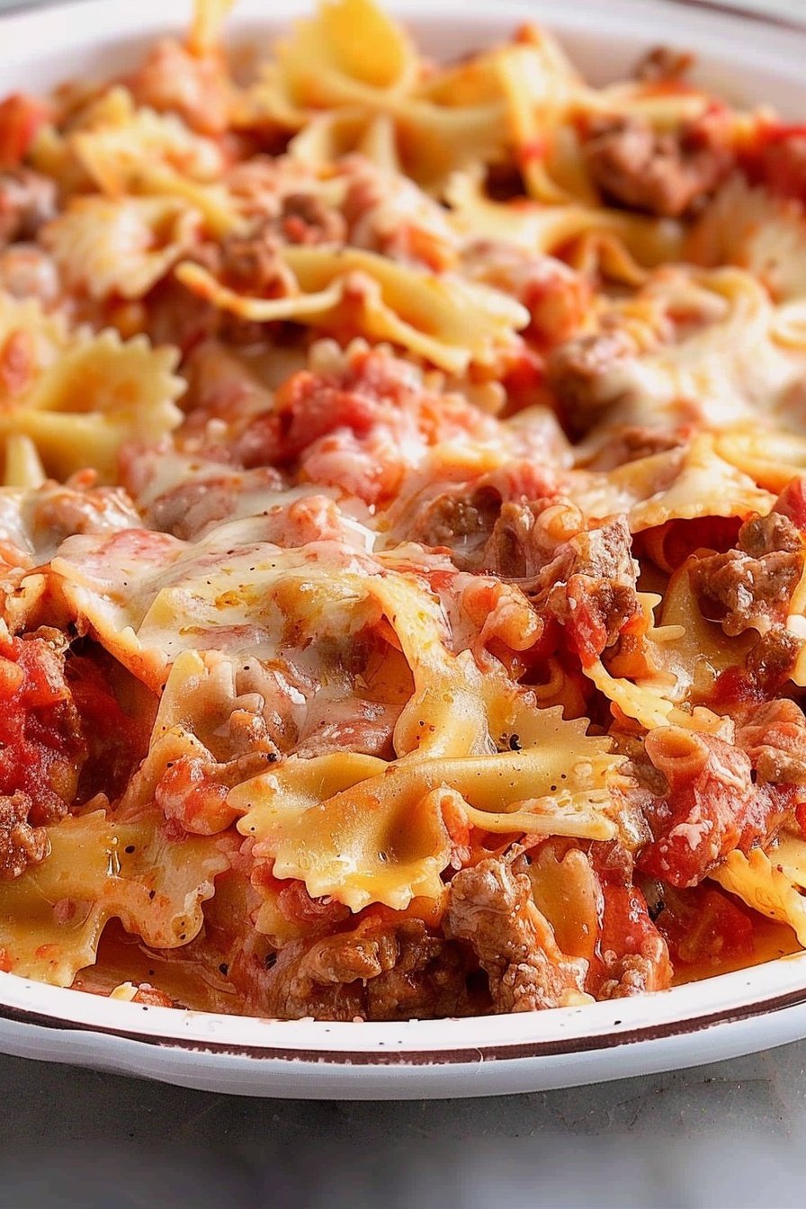 Farfalle Casserole Bake: Creamy, cheesy pasta perfection.