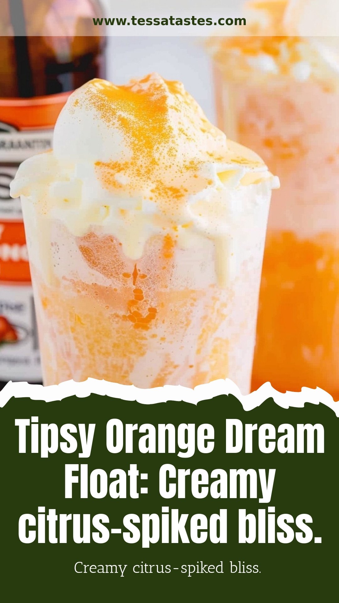 Tipsy Orange Dream Float: Creamy citrus-spiked bliss.