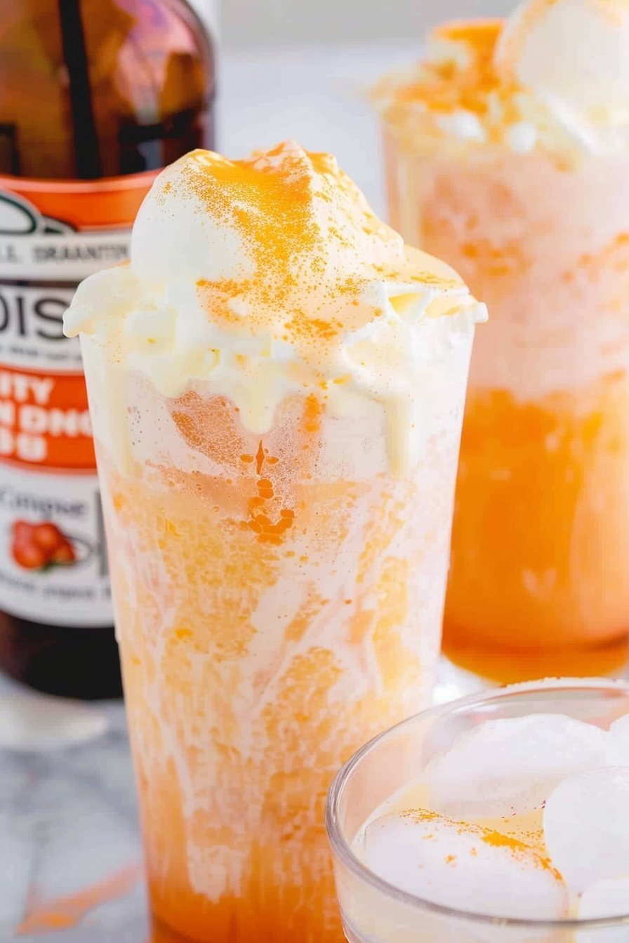 Tipsy Orange Dream Float: Creamy citrus-spiked bliss.