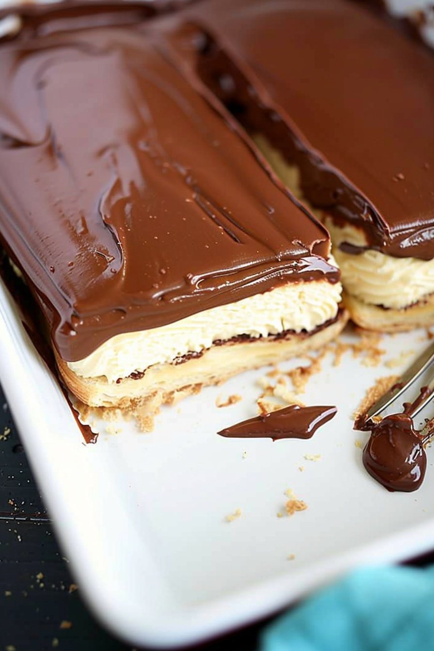 Effortless Chocolate Éclair Dessert: Creamy, dreamy chocolate perfection.