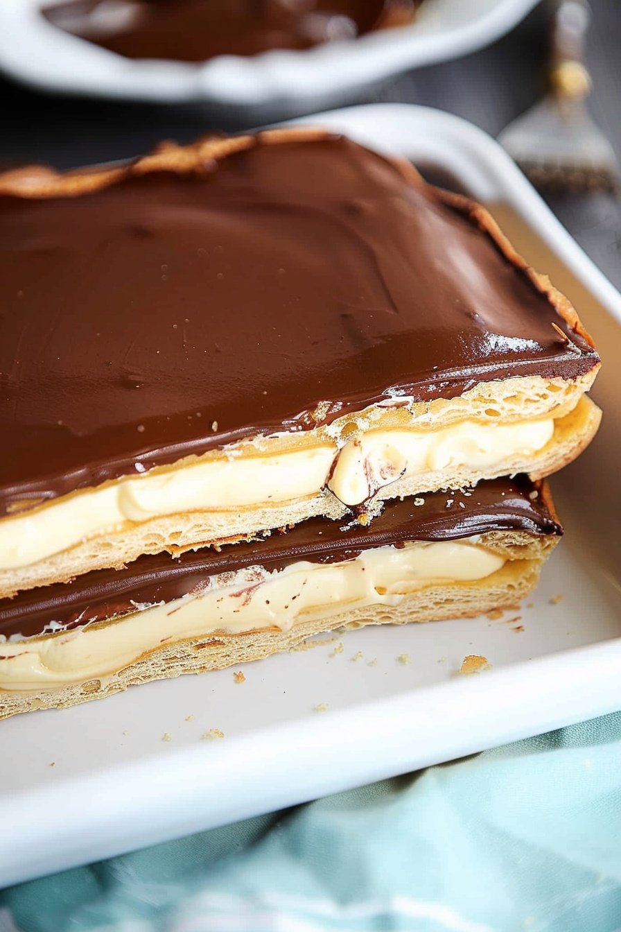 Effortless Chocolate Éclair Dessert: Creamy, dreamy chocolate perfection.