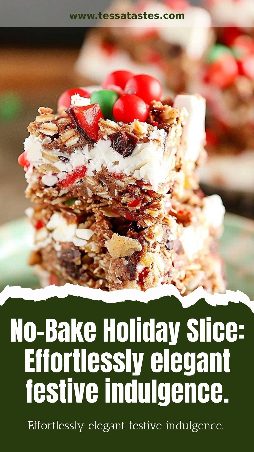 No-Bake Holiday Slice: Effortlessly elegant festive indulgence.