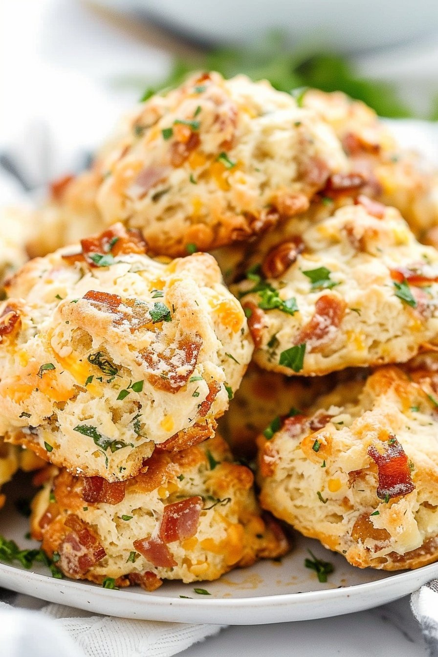 Savory Cheese and Bacon Scones: Flaky, cheesy, bacon perfection.
