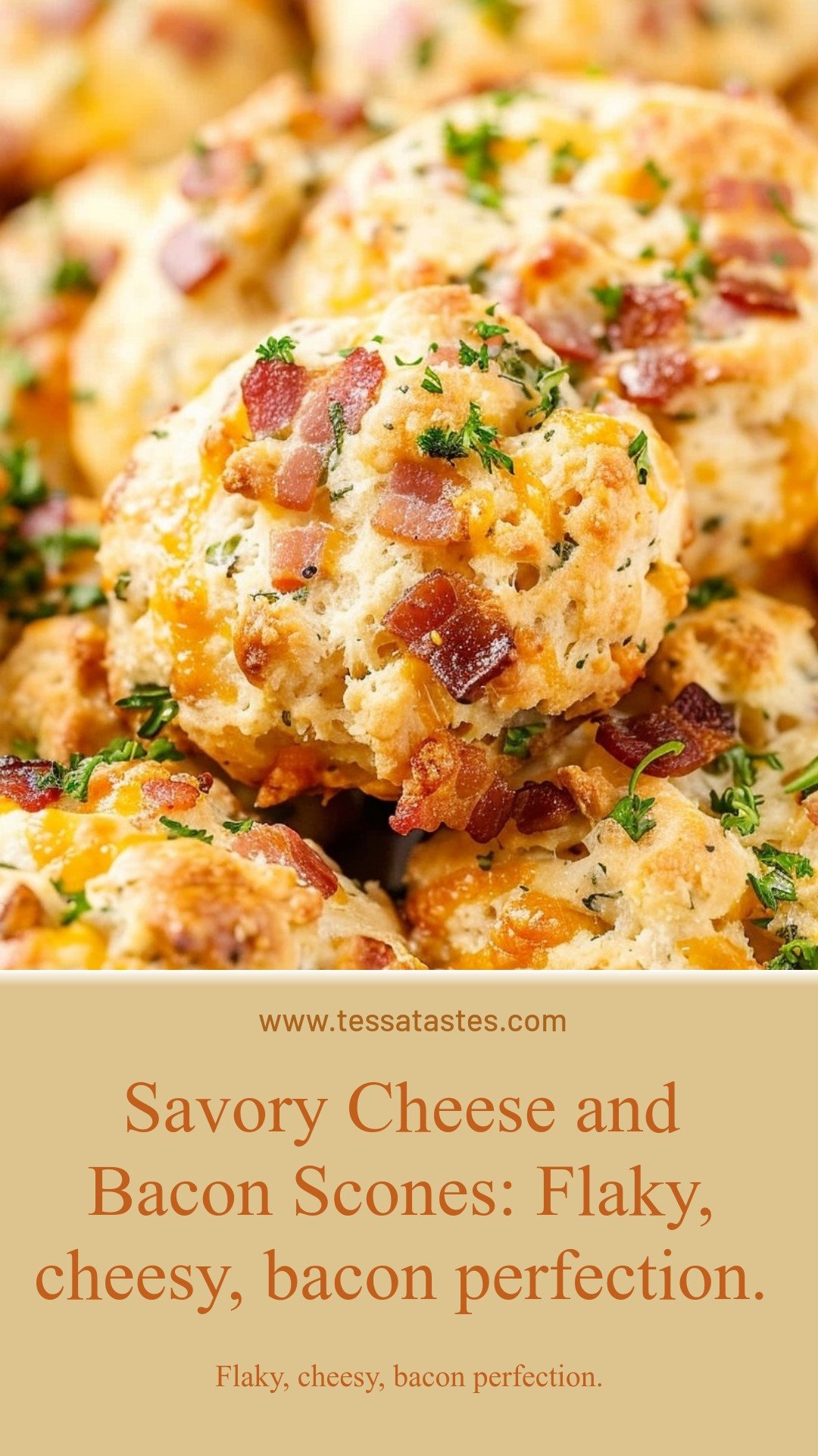 Savory Cheese and Bacon Scones: Flaky, cheesy, bacon perfection.