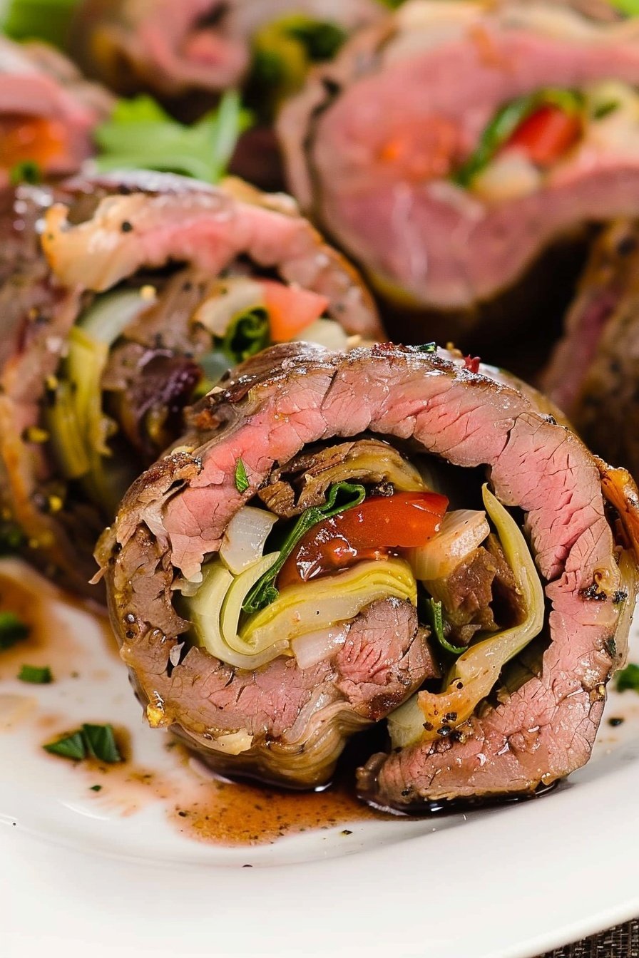 Savory Steak Pinwheels: Flaky, cheesy, beefy perfection.