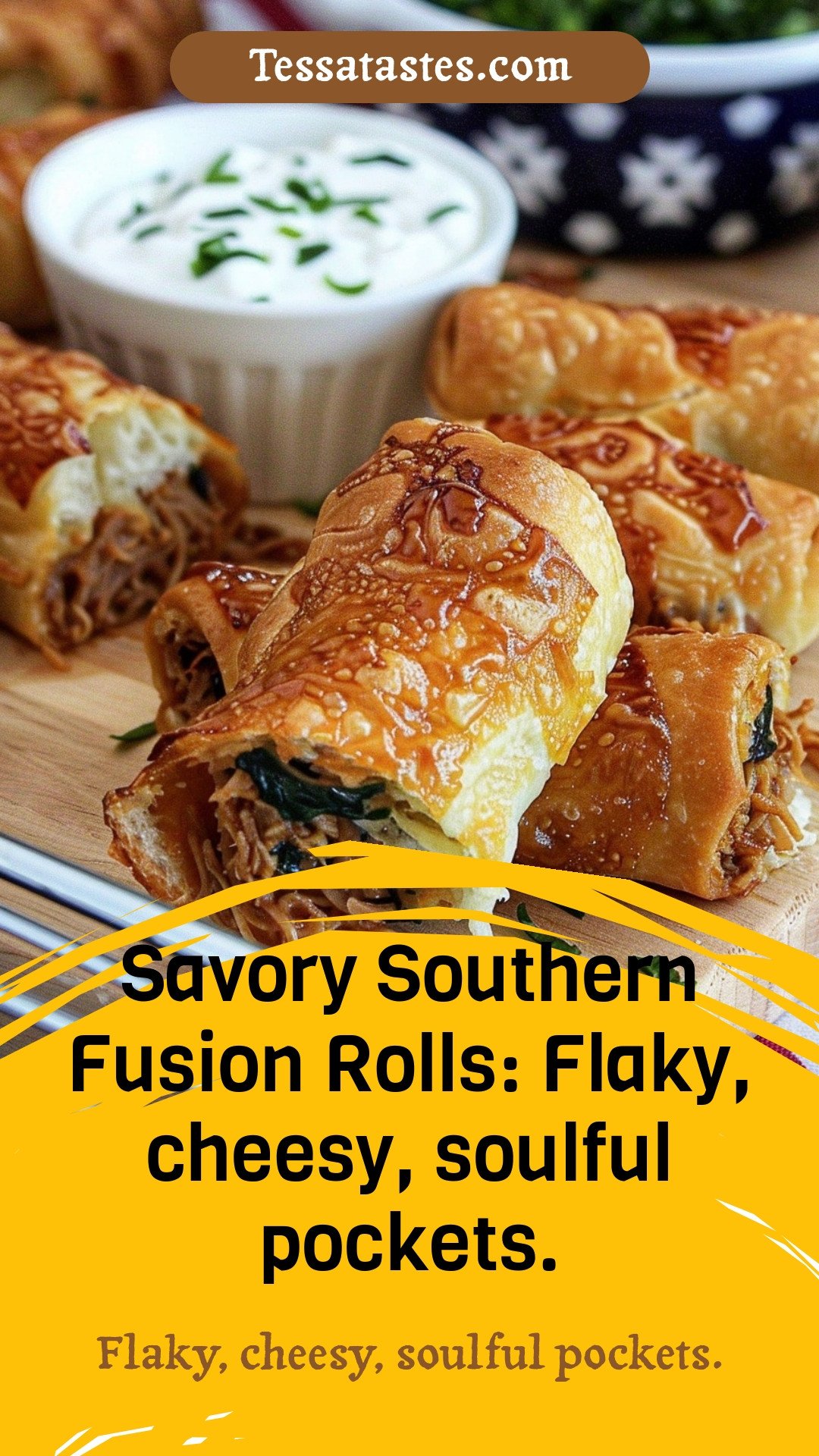 Savory Southern Fusion Rolls: Flaky, cheesy, soulful pockets.