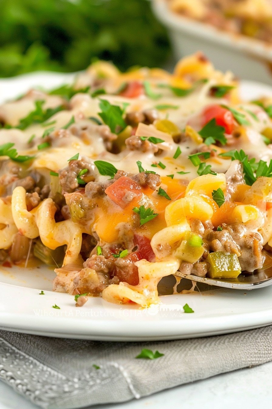 Cheesy Ground Beef Bake: Golden Cheese Pull Bliss