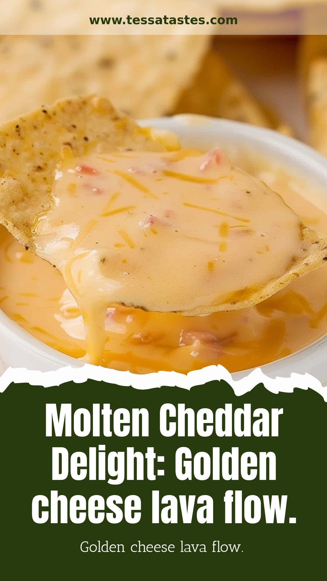 Molten Cheddar Delight: Golden cheese lava flow.
