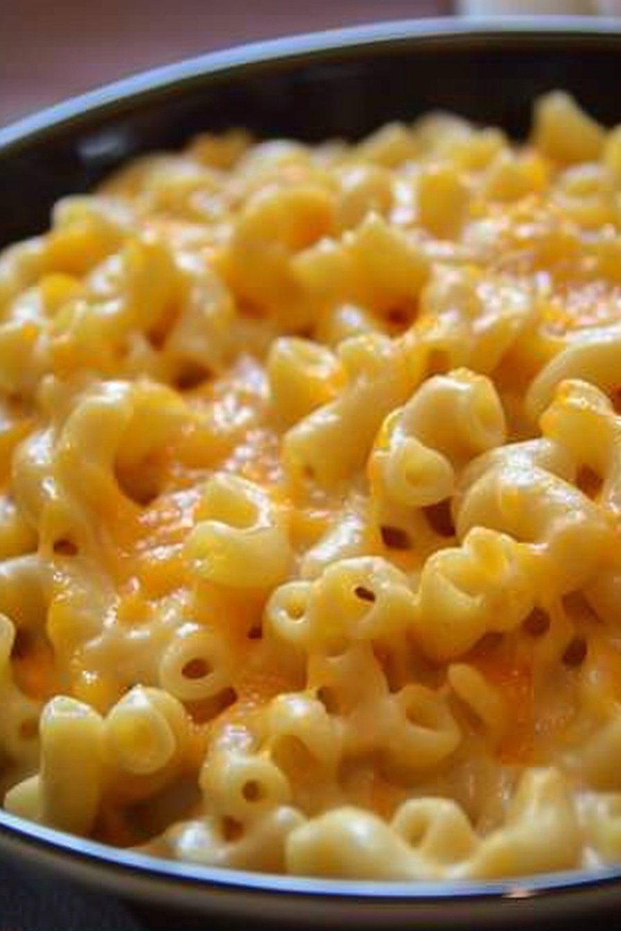 Baked Hoop Cheese Macaroni: Golden cheese pulls await.