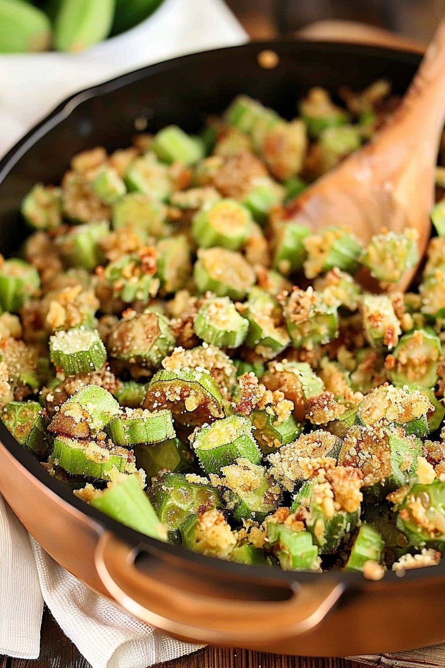 Grandma's Southern Fried Okra: Golden-crusted crispy perfection.