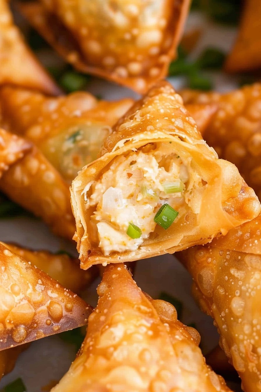 Crispy Creamy Wontons: Golden, savory parcels perfection.