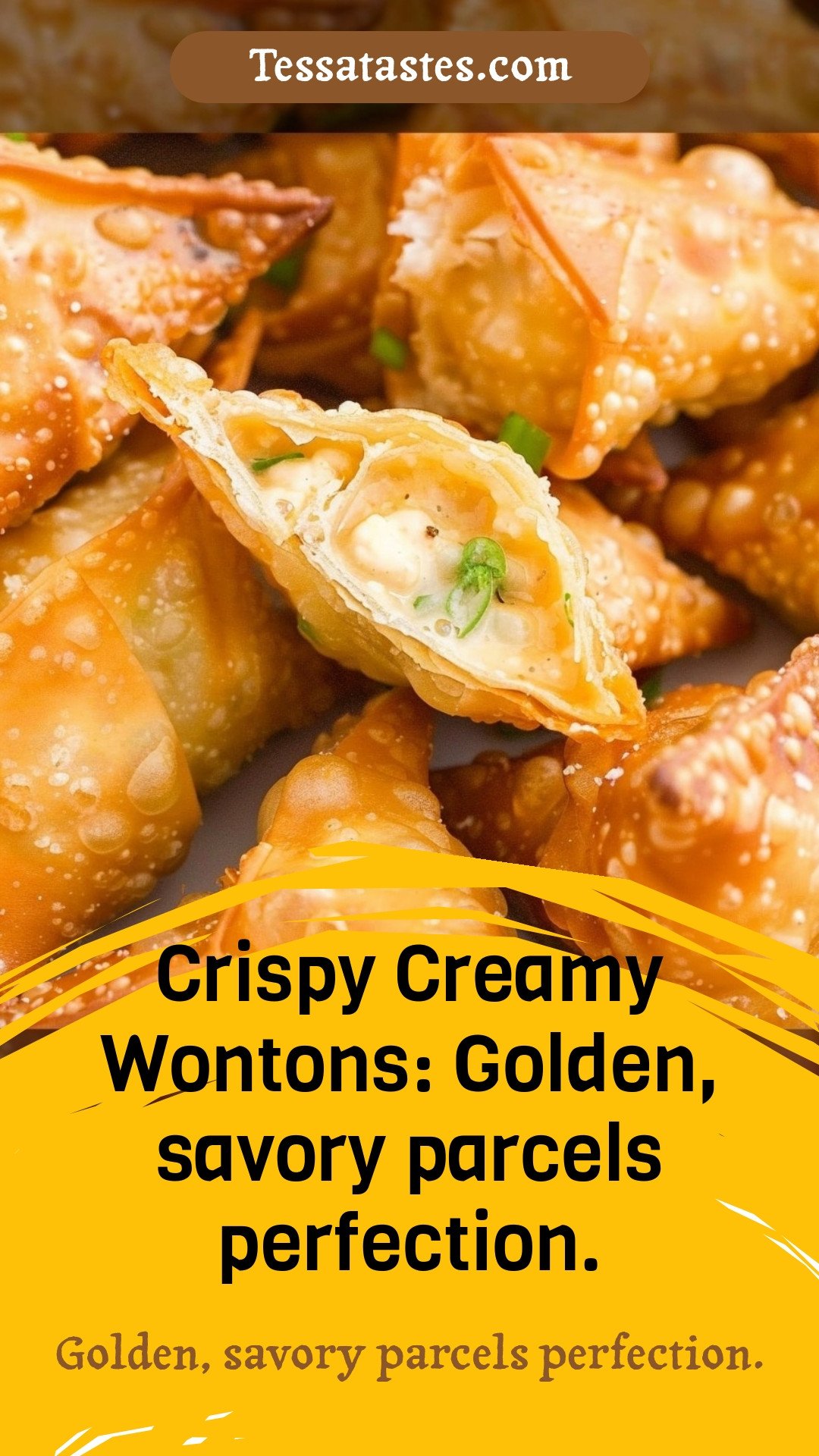 Crispy Creamy Wontons: Golden, savory parcels perfection.