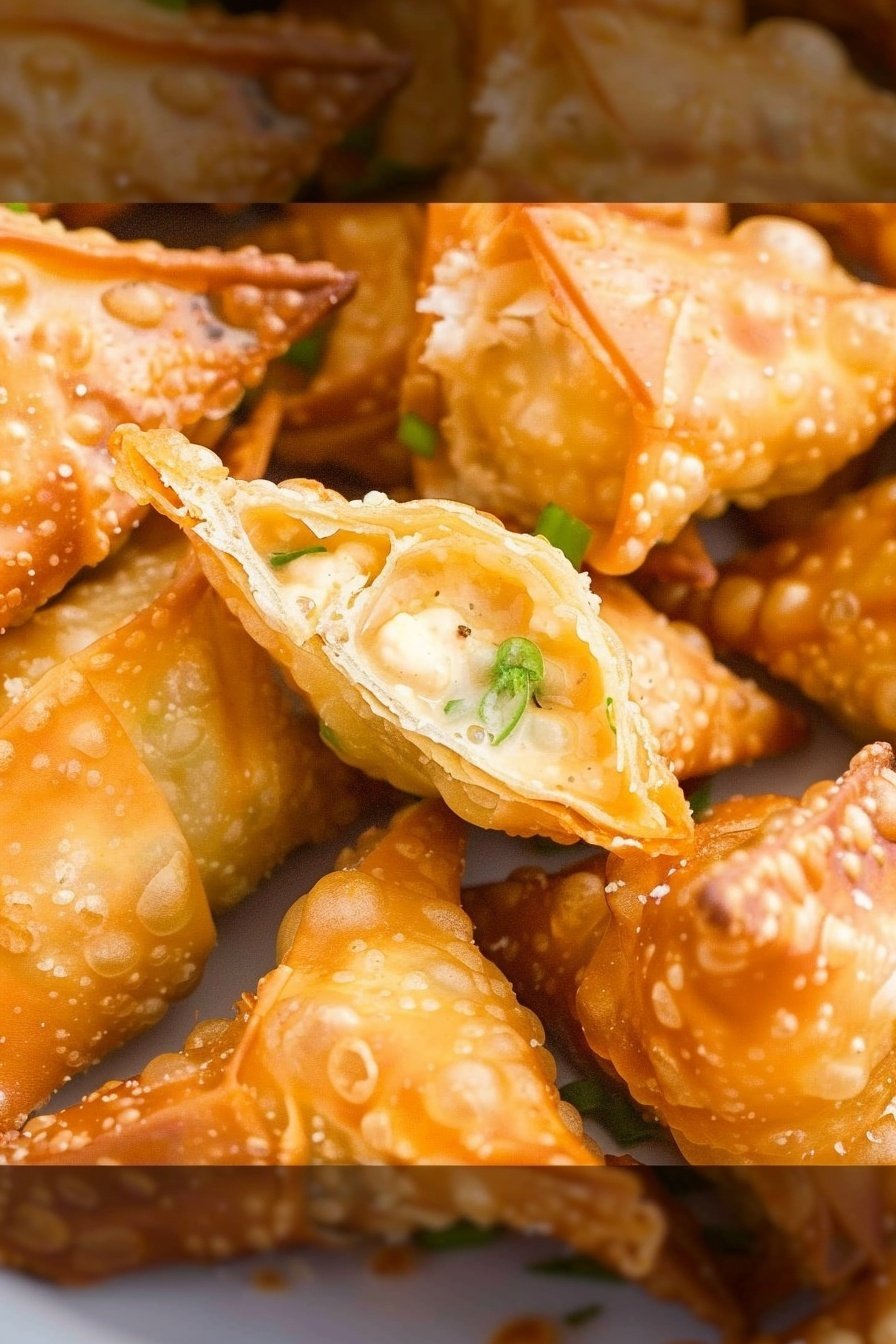 Crispy Creamy Wontons: Golden, savory parcels perfection.