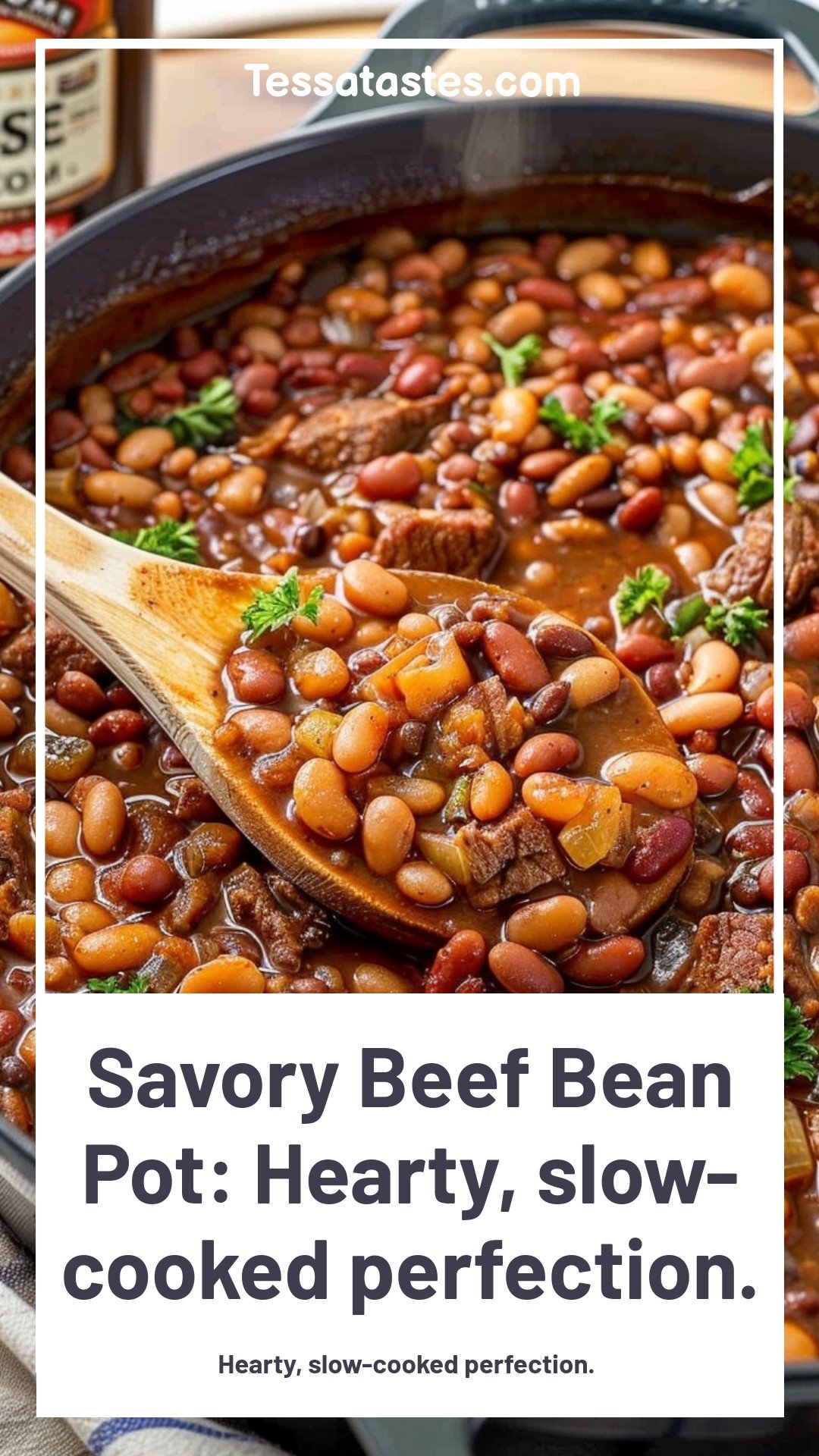 Savory Beef Bean Pot: Hearty, slow-cooked perfection.