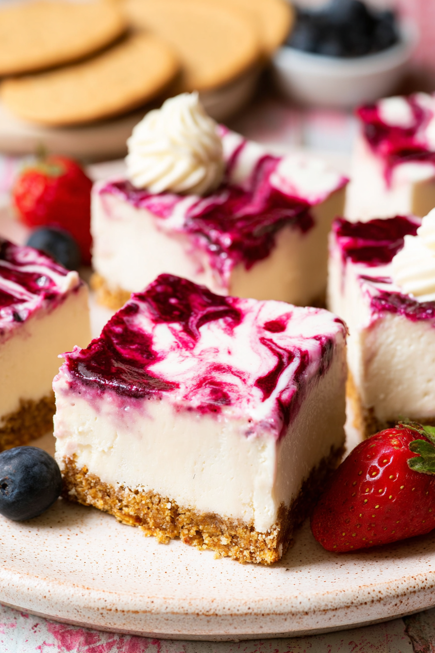 No Bake Berry Cheesecake Bars