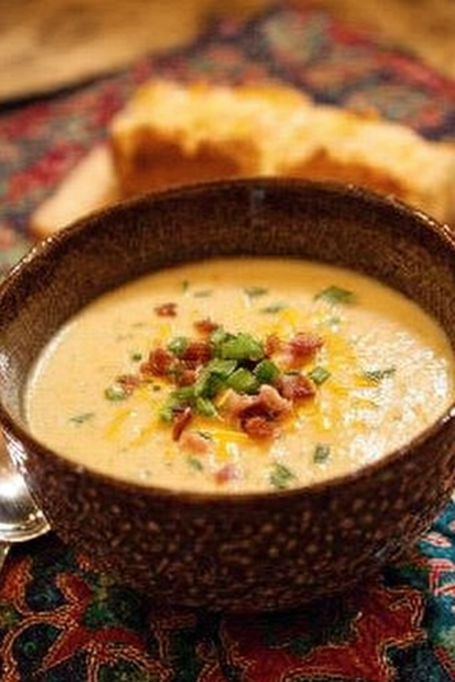 Potato Soup and Top to Bottom Ham and Cheese Bread