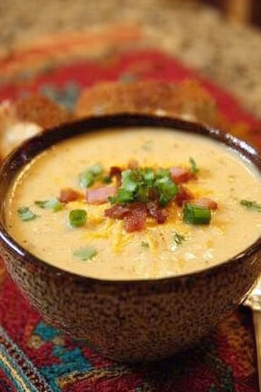 Potato Soup and Top to Bottom Ham and Cheese Bread