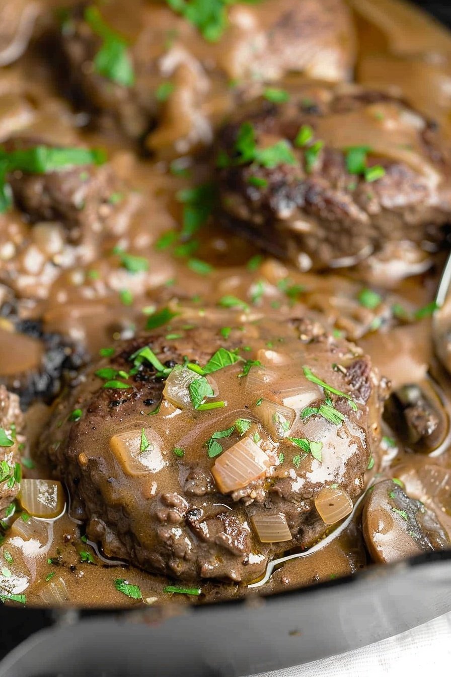Salisbury Steak Delight: Savory Gravy-Smothered Comfort