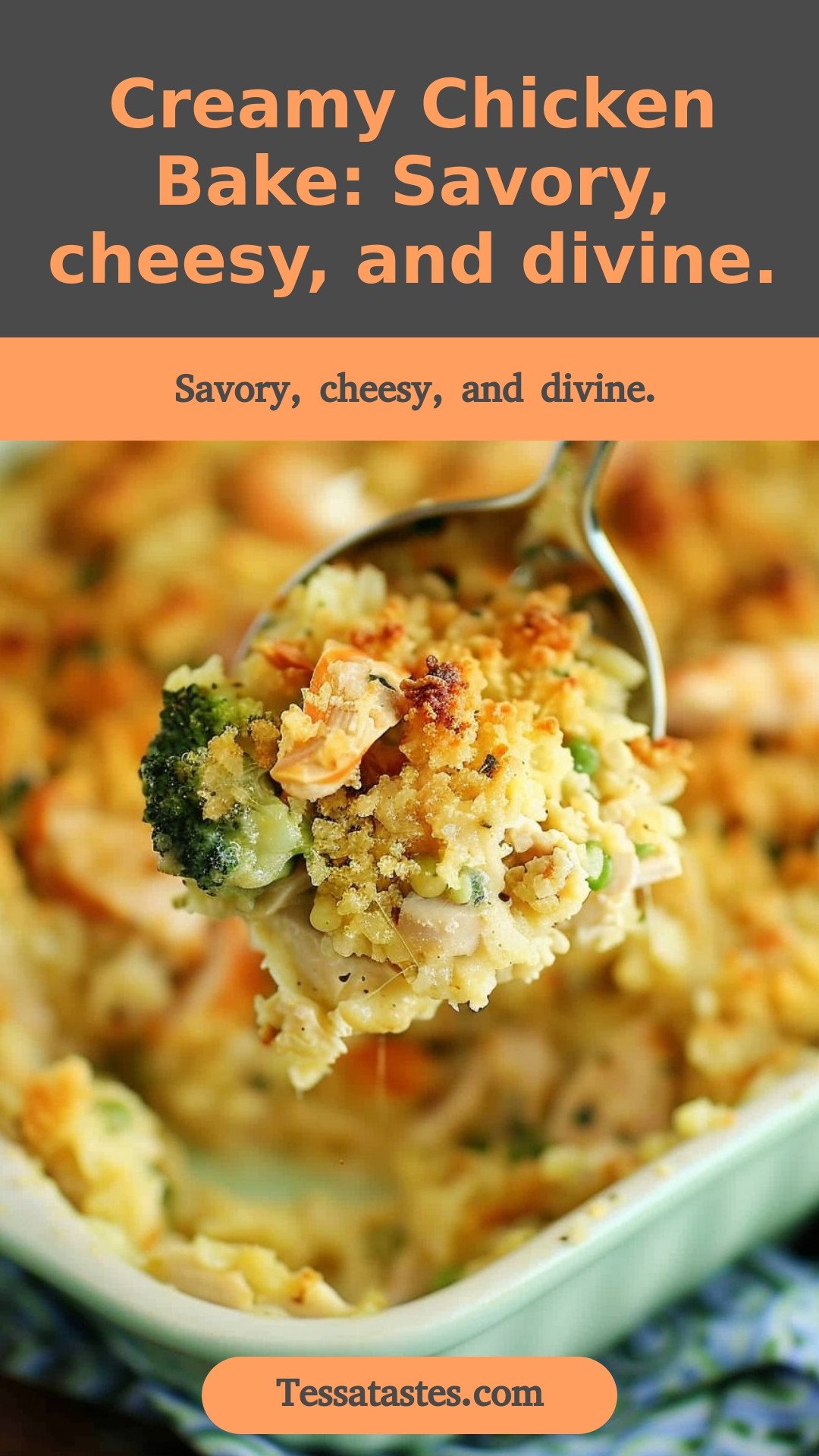 Creamy Chicken Bake: Savory, cheesy, and divine.