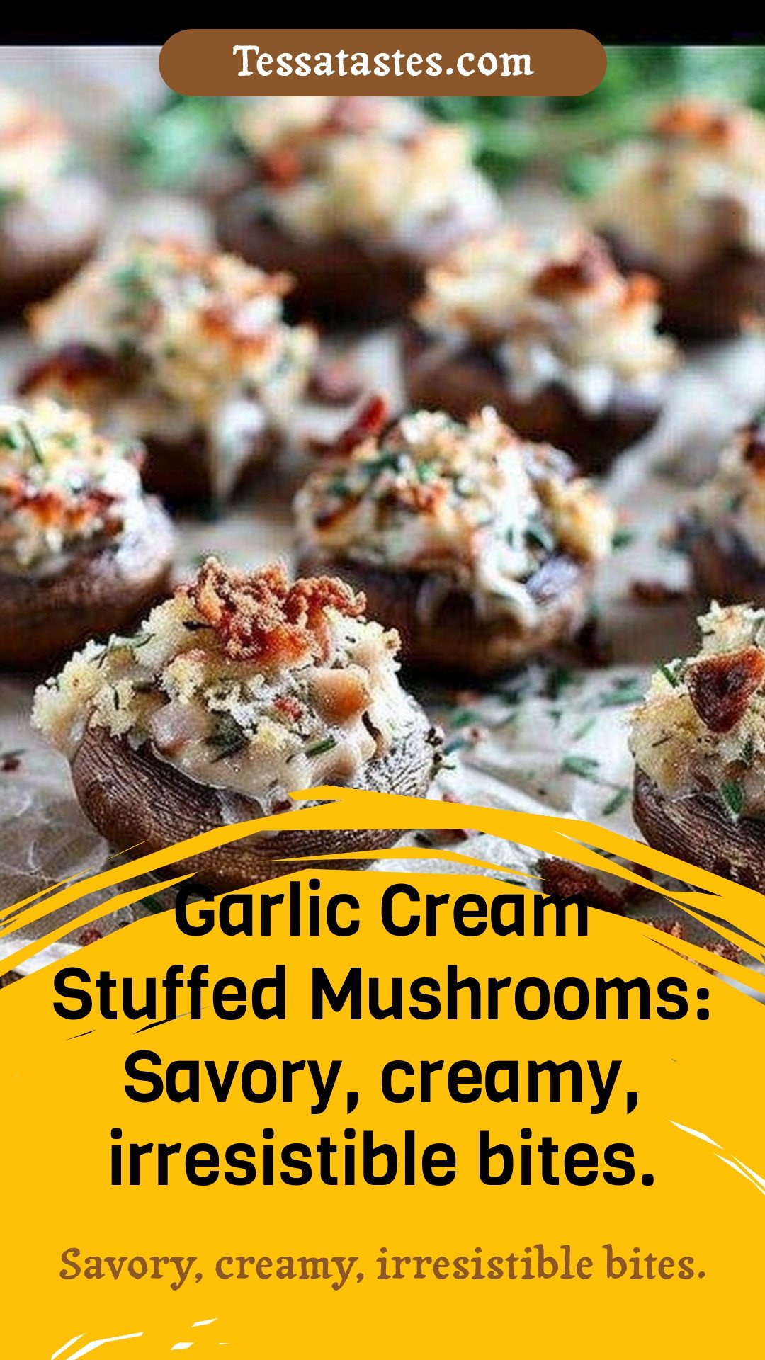 Garlic Cream Stuffed Mushrooms: Savory, creamy, irresistible bites.