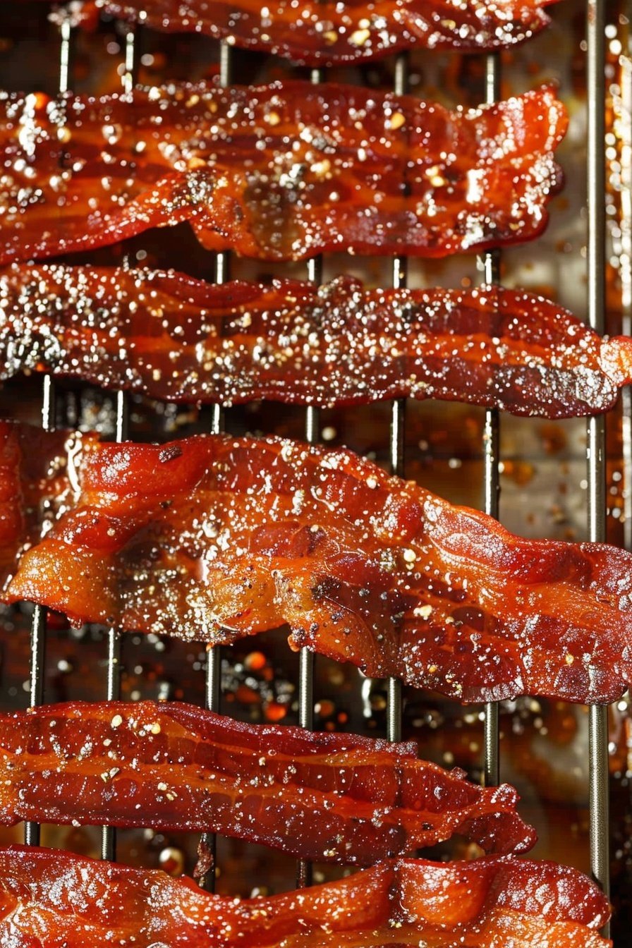 Sweet Glazed Bacon Strips: Sticky, sweet, smoky perfection.