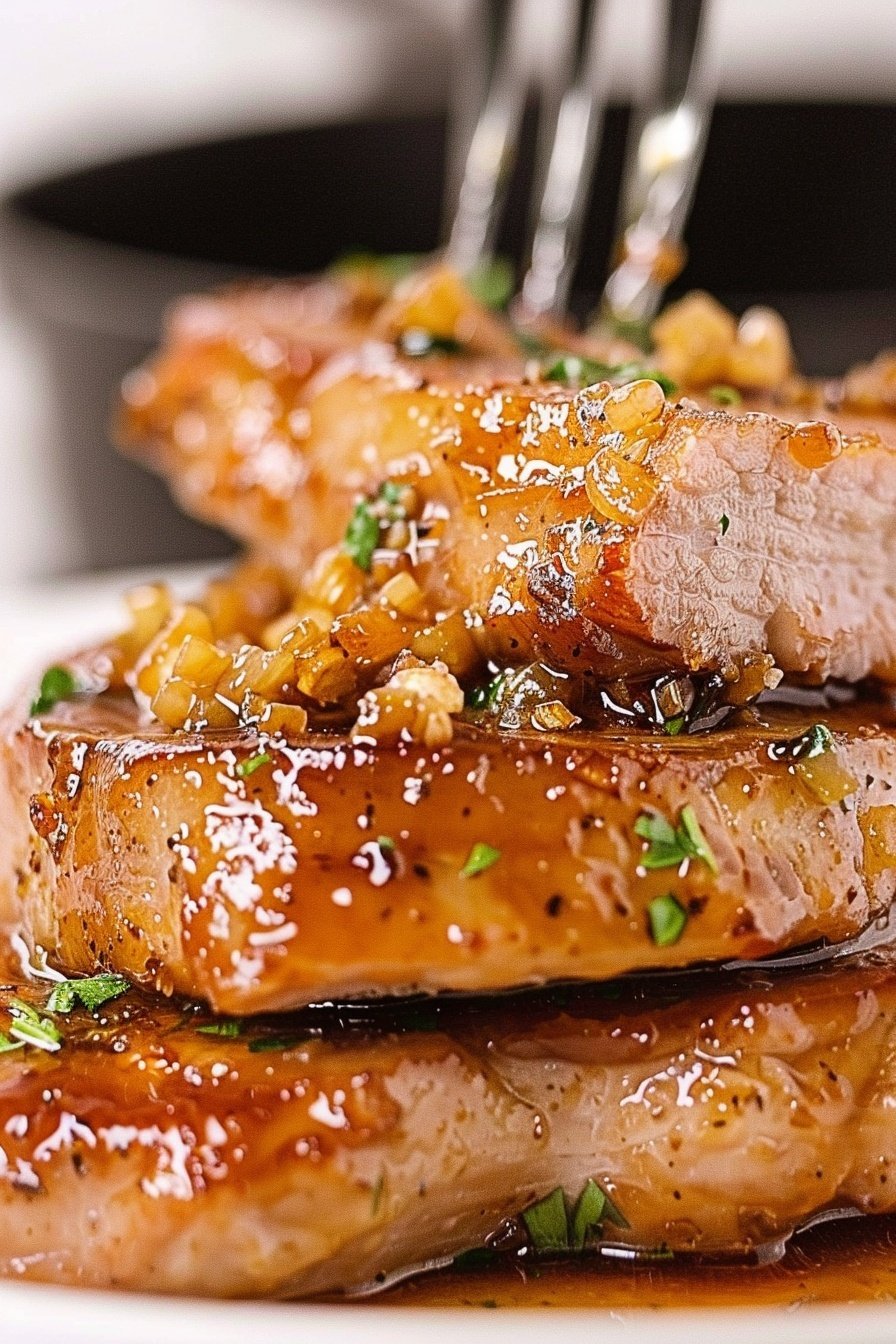 Savory Glazed Pork Cutlets: Succulent sticky-sweet perfection.