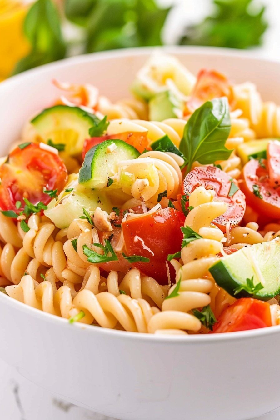 Summer Garden Fusilli: Sun-drenched pasta perfection.