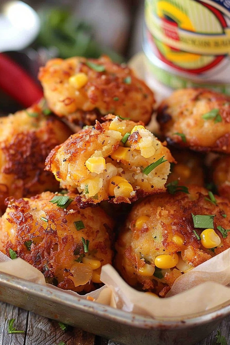 Coastal Corn Cakes: Sun-kissed sweet kernels.