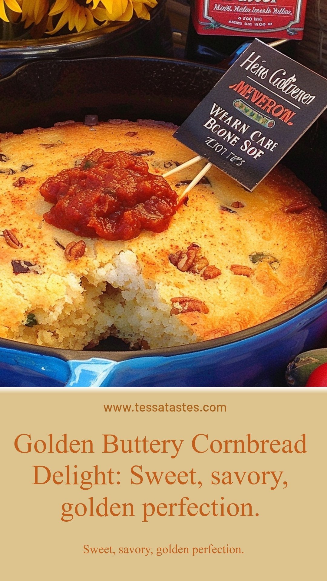 Golden Buttery Cornbread Delight: Sweet, savory, golden perfection.
