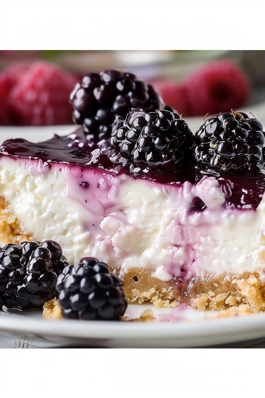 Blackberry Dream Cheesecake: Tart, creamy, irresistible perfection.