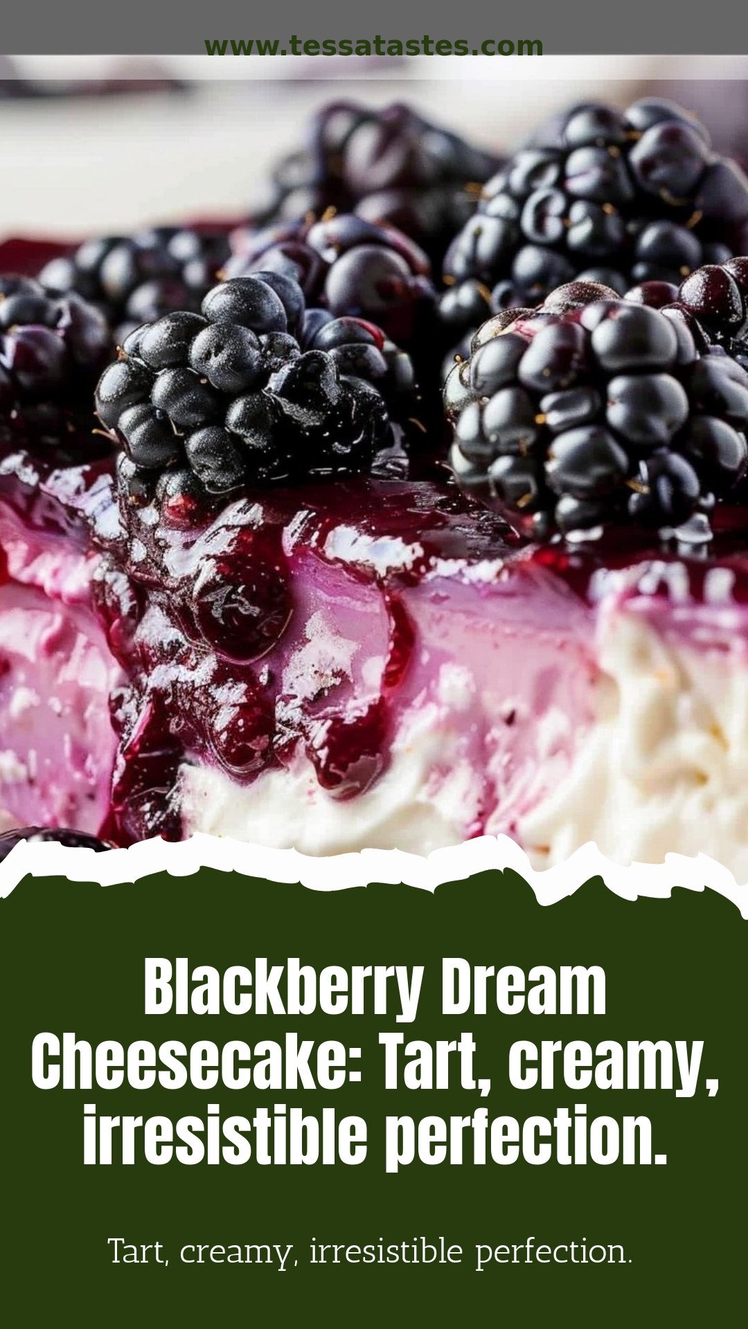 Blackberry Dream Cheesecake: Tart, creamy, irresistible perfection.