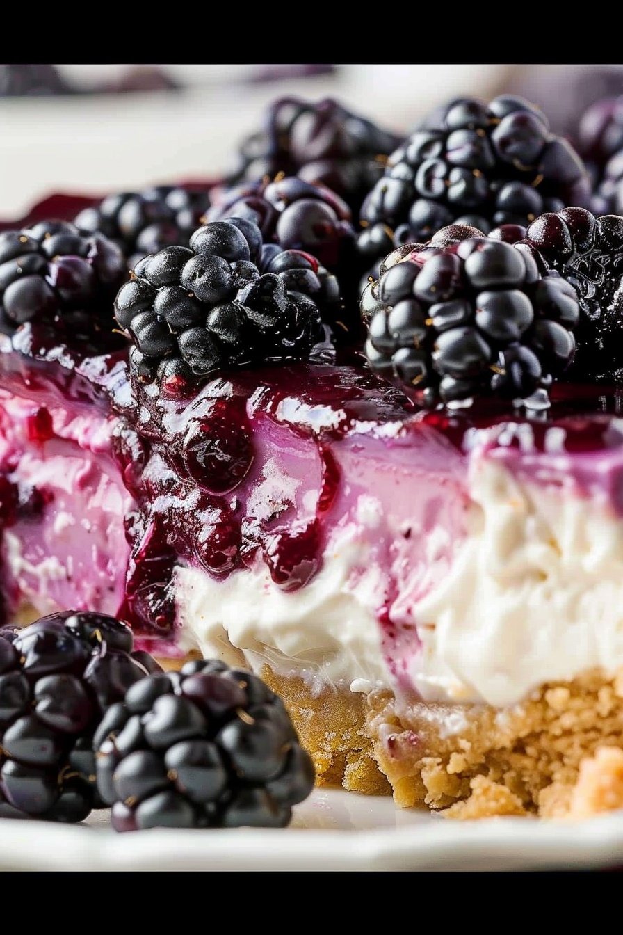 Blackberry Dream Cheesecake: Tart, creamy, irresistible perfection.
