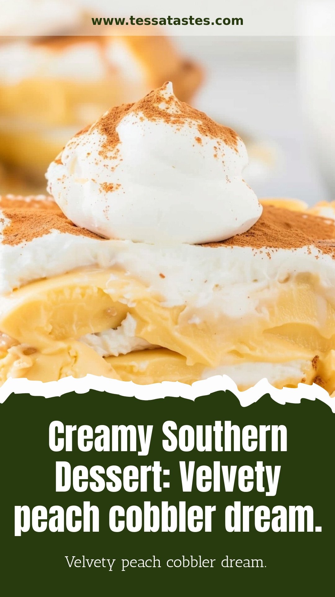 Creamy Southern Dessert: Velvety peach cobbler dream.