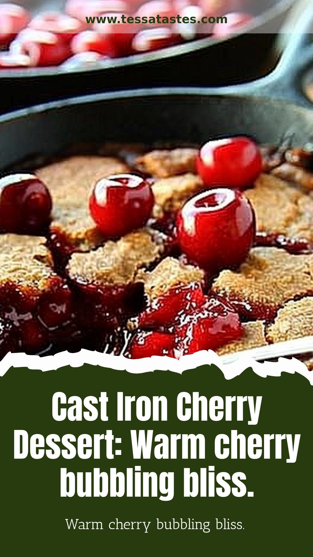Cast Iron Cherry Dessert: Warm cherry bubbling bliss.