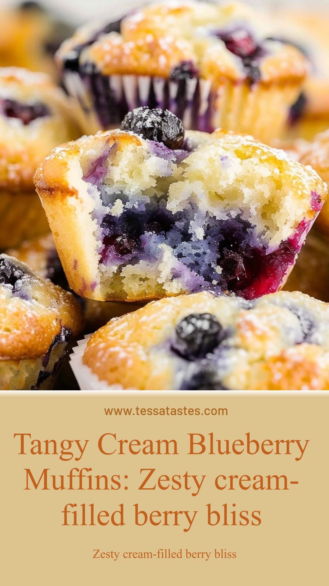 Tangy Cream Blueberry Muffins: Zesty cream-filled berry bliss